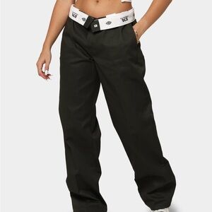 Dickies Black Women's Pants with White Belt